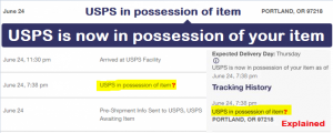 usps is now in possession of your item